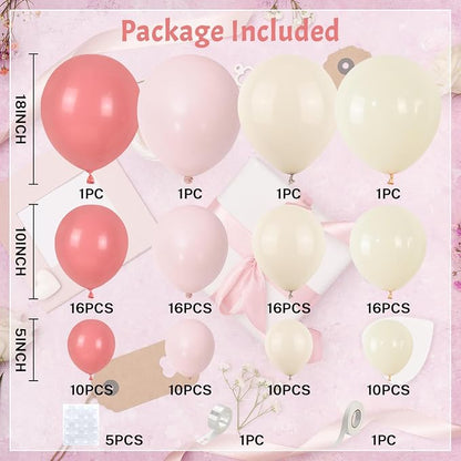 Dusty Pink Balloon Arch Kit 115Pcs Retro Blush Pink Sand White Balloons Garland - Image 4