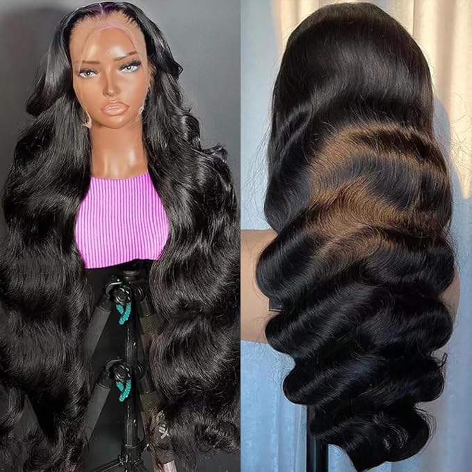 32 Inch Lace Front Wig Human Hair Body Wave Wig 13x6 Lace Frontal Human Hair Wigs for Women 200% Density HD Lace Glueless Wigs Pre Plucked Wigs for Women