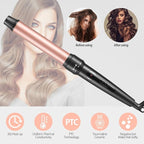 Curling Iron Wand, 3 in 1 Curling Wand Set with Ceramic Barrel for Long/Medium Hair, 0.35"-1.25" Interchangeable Hair Curler Wand, Dual Voltage, Includes Glove & Clips