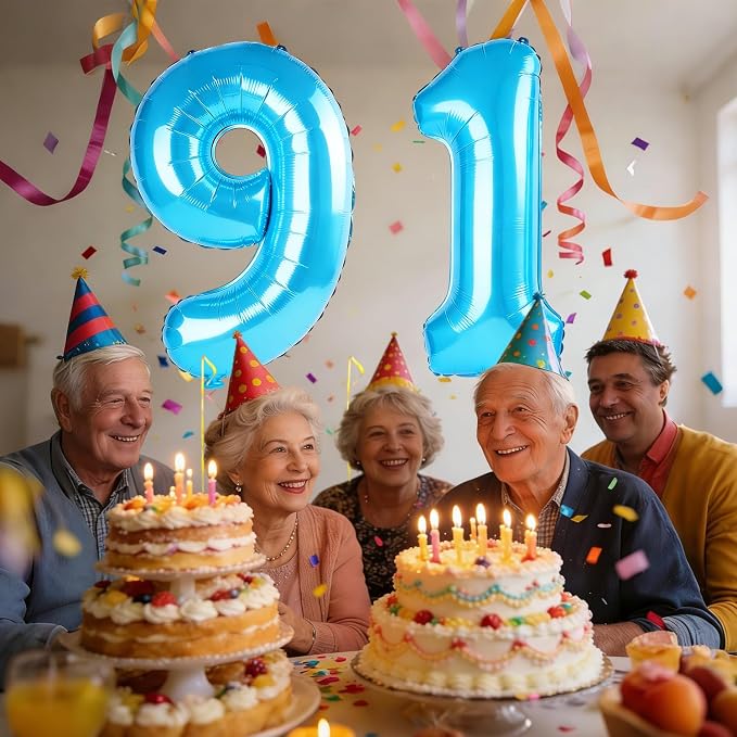 40 Inch Number 91 Balloons for 91st Birthday Party Decorations, 0-100 Jewelry - Image 2