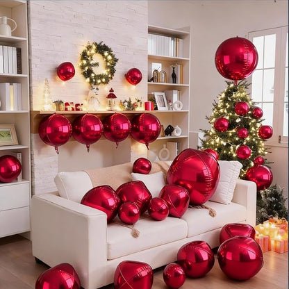 12Pcs Red Round Balloons Foil, Large Metallic Dark Red Burgundy Balloons - Image 6