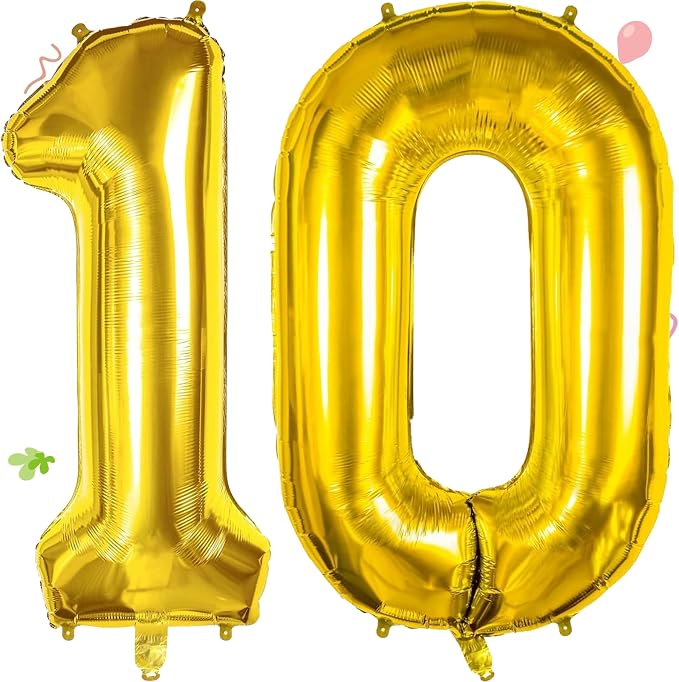 40 inch Number Balloon 0-9 Gold Large Number 10 Balloons, Digital Balloons by Smlpuame