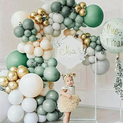 PartyWoo Dusty Green Balloons 50pcs Sage Olive Eucalyptus Green Boho Color | 12 - Image 5