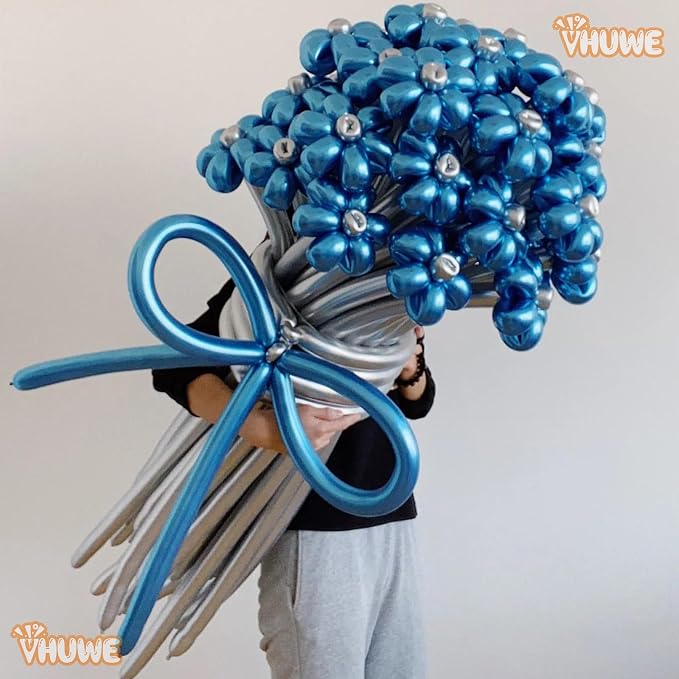 260 Balloons Metallic Blue White - Image 3