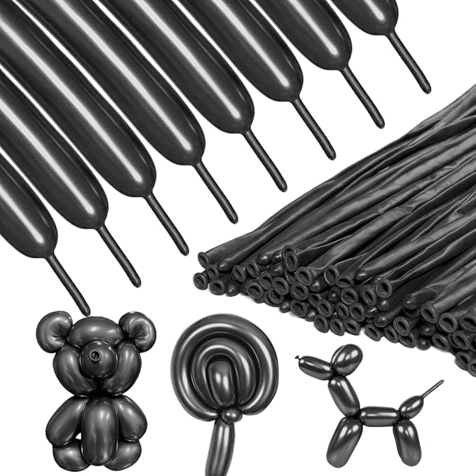 Metallic Black Long Balloons Premium 260 Twisting Animals Magic Balloons by ZBYDNG