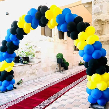 Balloons Blue Yellow and Black 60 Pcs, 12 Inch Dark Blue Yellow and Black Latex - Image 3