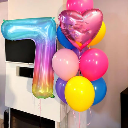 40 Inch Rainbow Number Balloon 7, Large Number Foil Balloons Mylar - Image 5