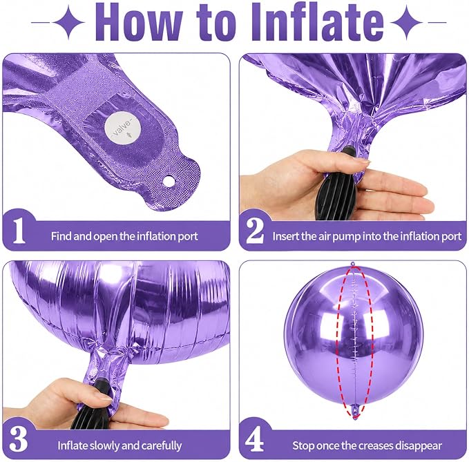 15 Pcs Light Purple Round Foil Balloons, 22/15/10 Inch 4D Ball Balloons Light - Image 3