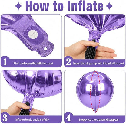 15 Pcs Light Purple Round Foil Balloons, 22/15/10 Inch 4D Ball Balloons Light - Image 3