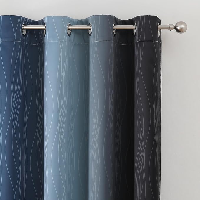 Black and Navy Blue Gradient Blackout Curtains - Image 4