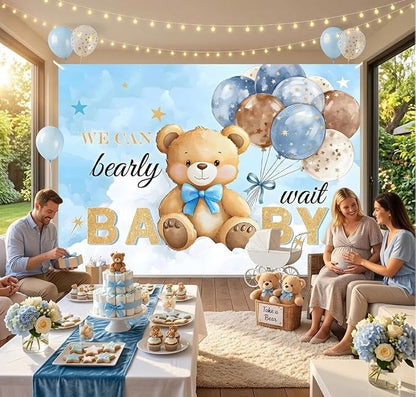 Bear Baby Shower Backdrop 7x5FT We Can Bearly Wait Party Baby Shower Banner - Image 5