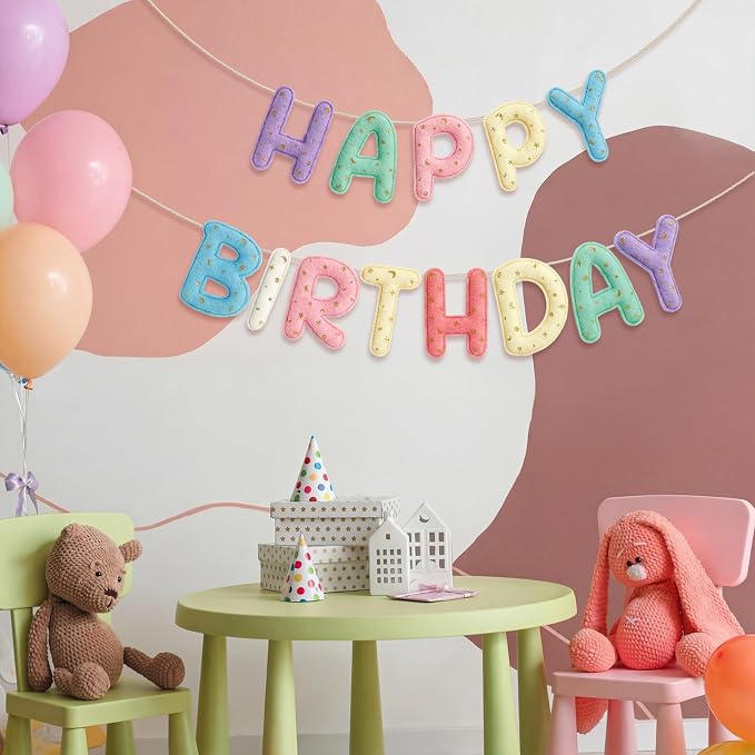 Felt Happy Birthday Garland Rainbow Banner Reusable Happy Birthday Sign Party - Image 3