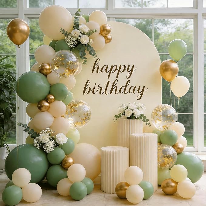 Sage Green and Gold Balloon Arch Kit 129 PCS | Boho Baby Shower Wedding Bridal - Image 4