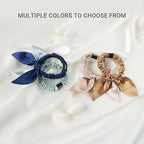 THXSILK Hair Silk Scrunchies with Bow for Women Pure Mulberry Silk Hair Cute Ring Ties Scrunchies for Girls Women's Thick Hair, Light Blue, 2.8"