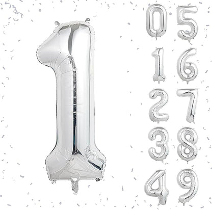 40 Inch Silver Number Balloons, Helium Mylar Foil Number Balloons by Unknown