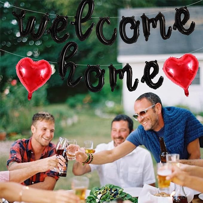 TONIFUL 16 Inch Black Cursive WELCOME HOME Foil Letter Balloon Banner Decor | - Image 6