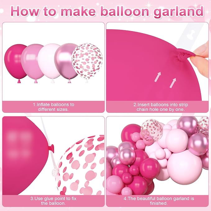 Amandir 153 Pcs Pink Balloon Arch Garland Kit Different Sizes | 18 12 10 5 inch - Image 3