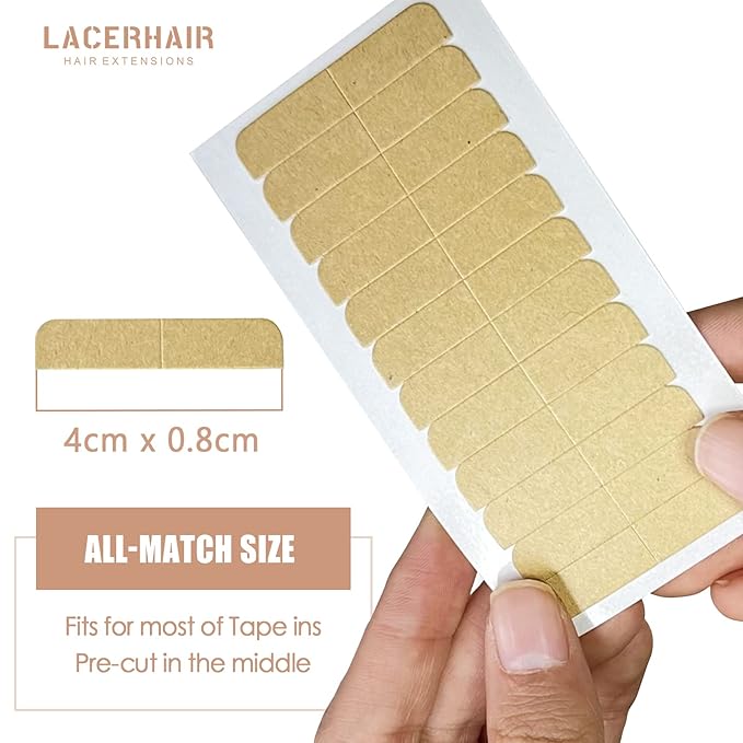 Lacer Hair Extension Tape Tabs 72 Pieces Double Sided Replacement Tape for Hair Extensions, 1.6 x 0.31 Inch (4 * 0.8cm)