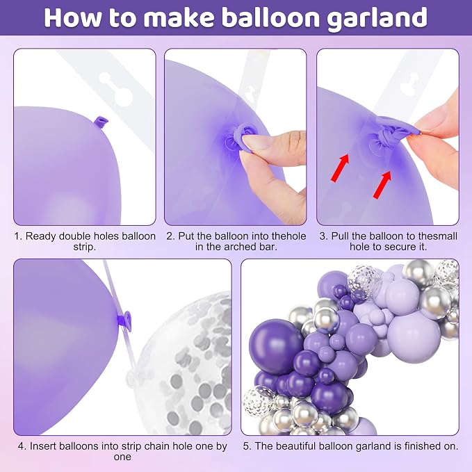 Amandir 153pcs Purple Balloon Garland Arch Kit Different Sizes | 18 12 10 5 - Image 3