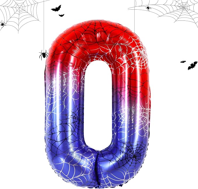40 Inch Red Blue Number 0 Balloon by Vuzvuv