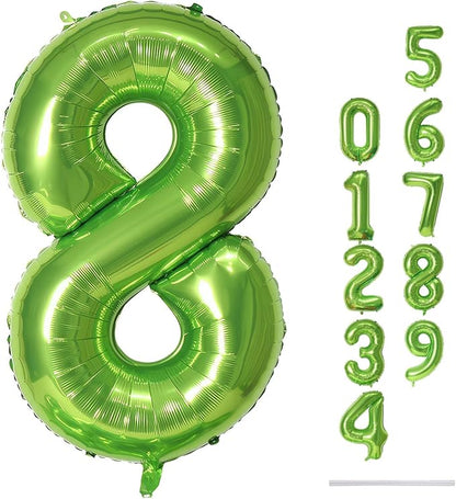 40 Inch Green Foil Balloon Number 8, Giant Self Inflating Number Balloons 0-9 by Lingqiang