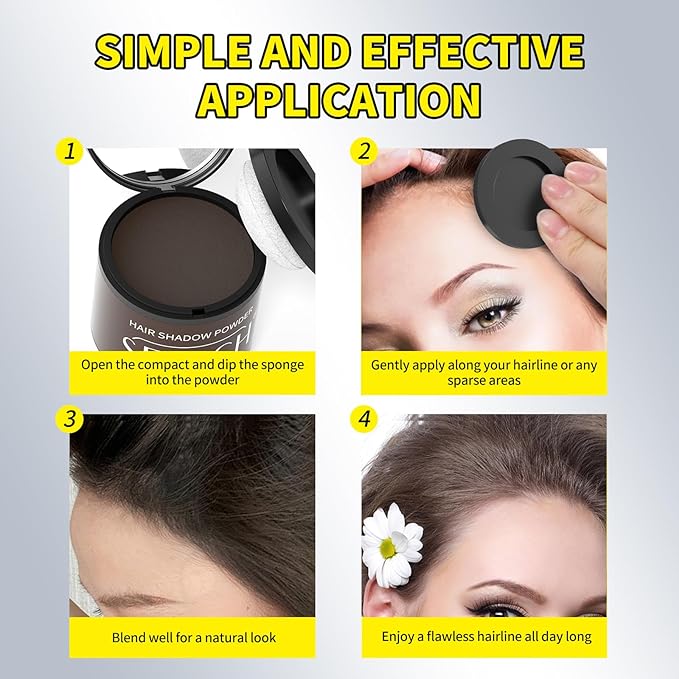 Sevich Hairline Powder 10g with Brush, Instantly Conceals Hair Loss & Thinning & Gray, 48H Waterproof Root Touch Up Powder, Natural Hair Shadow Toppers for Women & Men, 1 Box = 2.5 Boxes,Light Brown