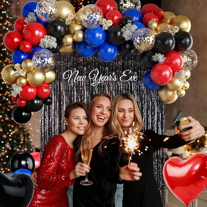 Black Gold Red Blue Balloons Arch Kit - Image 4