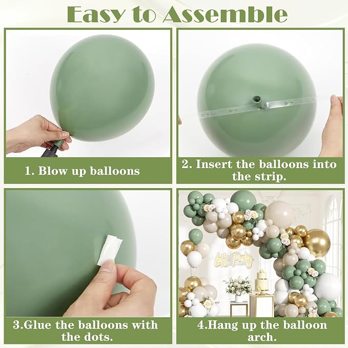 KARLURE Sage Green Balloon Arch Kit Garland - Image 8