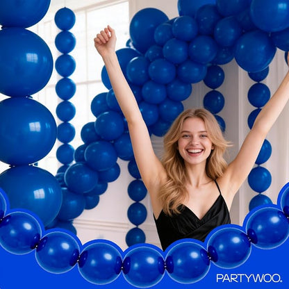 PartyWoo Royal Blue Linking Balloons 100pcs 6 Inch Dark Blue Link Balloons | - Image 3