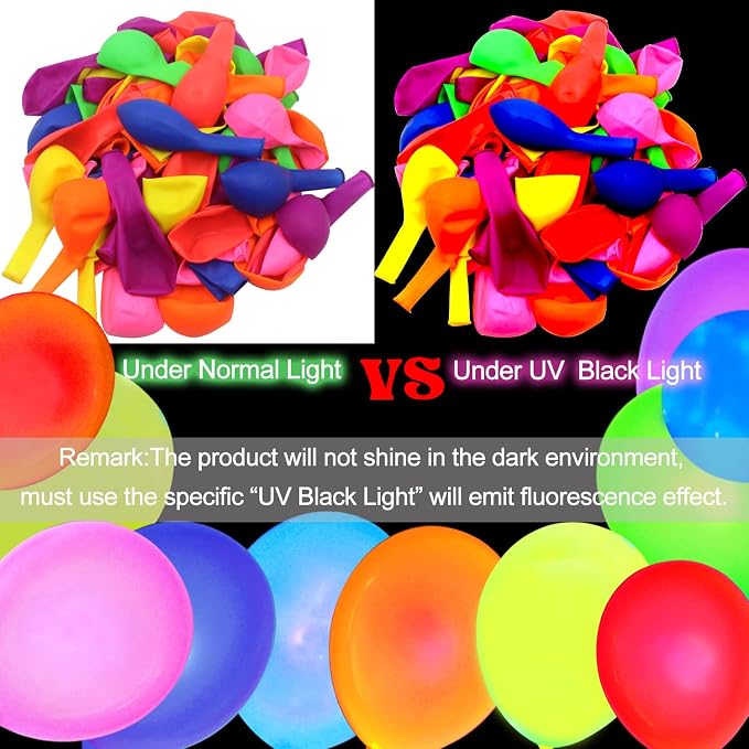 310 Pack UV Neon Colored Balloons glow in the dark balloon Neon Party - Image 3
