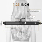 Luxspire Rotating Curling Iron, 1 1/4 inch Automatic Curling Iron Instant Heat Ionic Curling Wand with Long Titanium Barrel for Long Hair, Professional Self Curling Wand Hair Curler, Black