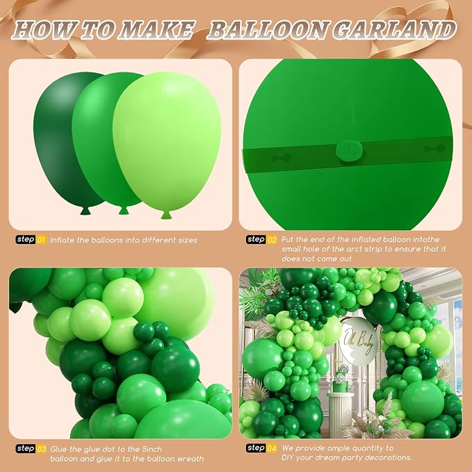 412pcs Green Balloon Garland Arch Kit, 18 12 10 5 inch Different Sizes Balloons - Image 3