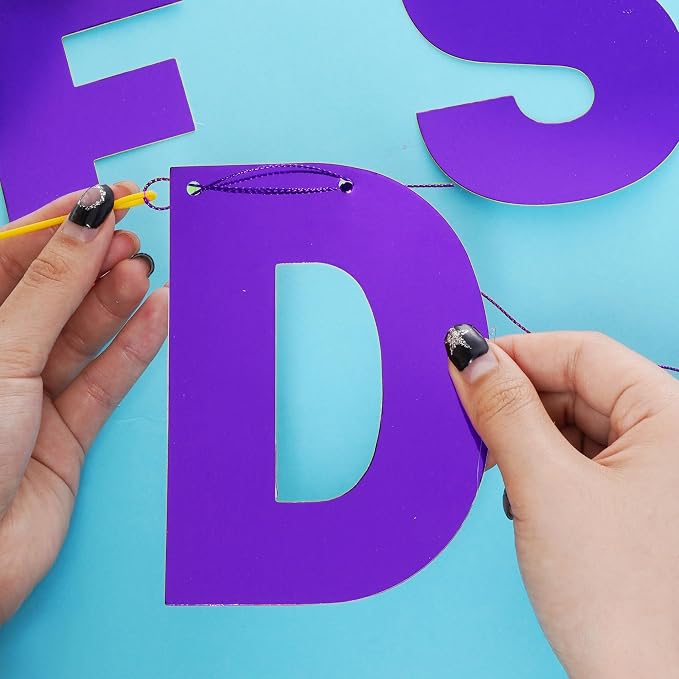 DIY Banner Kit with Letters Bright Purple Customizable Birthday Banners - Image 3