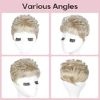 REECHO Hair Topper, Short Wiglet Hair Topper for Women with Thinning Large Coverage Synthetic Top Crown Hairpiece for Women - Ash Blonde