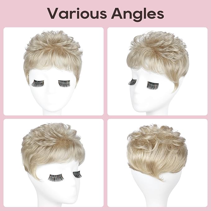 REECHO Hair Topper, Short Wiglet Hair Topper for Women with Thinning Large Coverage Synthetic Top Crown Hairpiece for Women - Ash Blonde