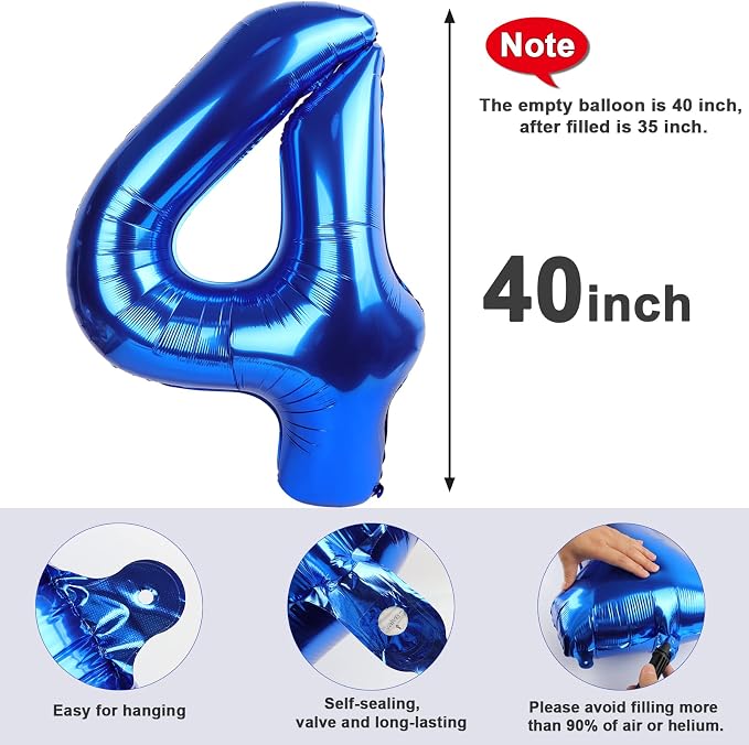 Number Balloons Navy Blue Number 4 - Image 6