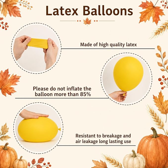 Fall Balloons, 12 Inch Burgundy Sage Green Orange Yellow Latex Balloons | - Image 8