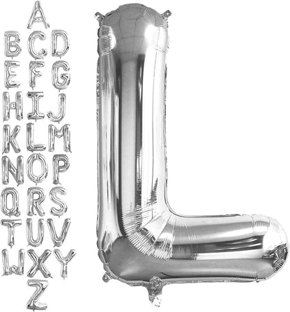 40 Inch Silver Letter L Balloons, DIY Phrase Foil Alphabet Letter L Balloons by LHOAVWE