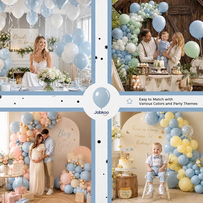 Jobkoo Dusty Blue Balloons 12 Inch - Image 6