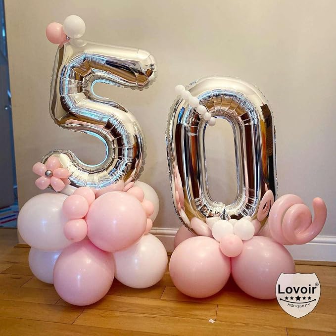 Silver 45 Number Balloons, 40 Inch Giant Number 45 Balloons Foil Mylar Helium - Image 6