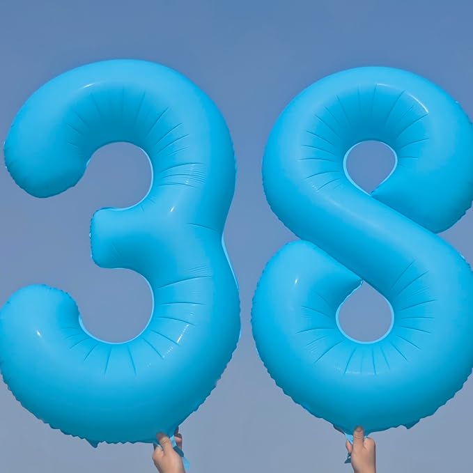 40 in Blue Number Balloon 5 Blue Fluorescent Birthday balloon Number 5 | Helium - Image 4