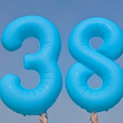40 in Blue Number Balloon 5 Blue Fluorescent Birthday balloon Number 5 | Helium - Image 4