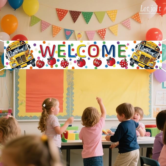 Letjolt Welcome Banner School Bus Back to School Supplies 6 Ft | Colorful - Image 2