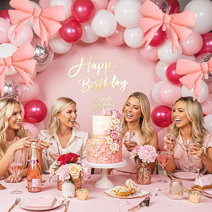 Vuzvuv 5 Pcs 30 Inch Foil Pink Bow Balloons - Image 4