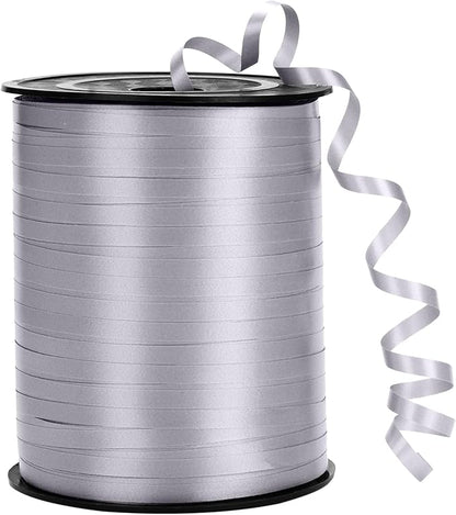 500 Yard Silver Curling Ribbon for Gift Wrapping, Balloon String, 3/16" Thin by MOTYAWN