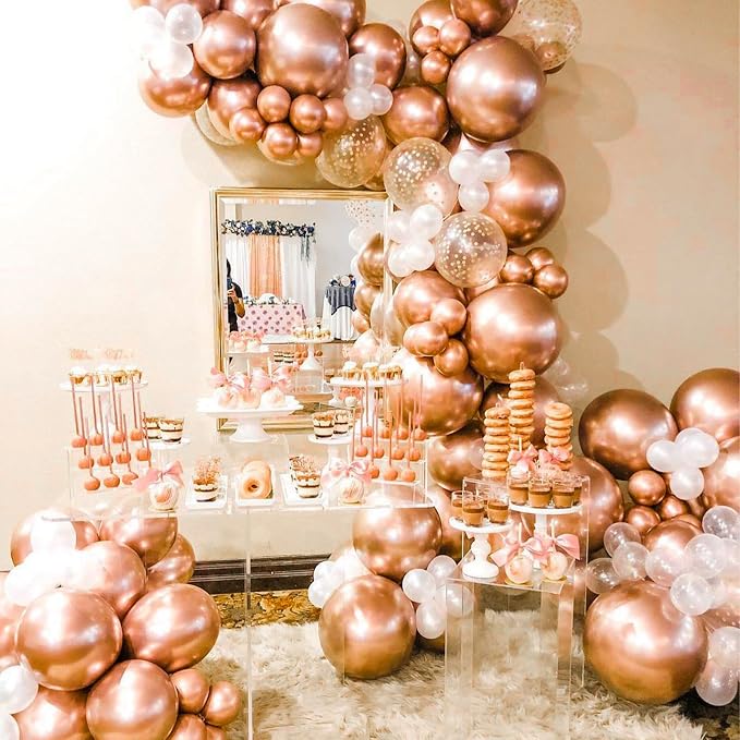 PartyWoo Rose Gold Balloons 50pcs Metallic Chrome Rose Gold Color | 5 Inch - Image 7