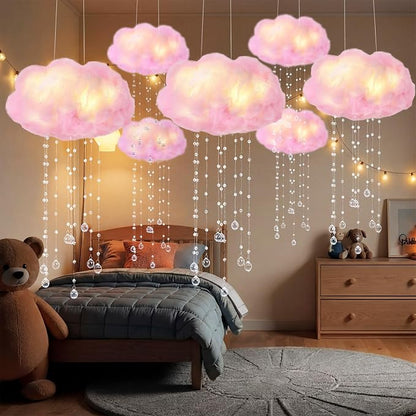 Marsui Artificial Cloud Props LED Hanging Pink Light String Fake Imitation 3D - Image 7
