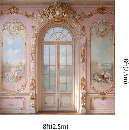 Kate 8x8ft Luxury European Style Castles Arch Photography Backdrops | Pink Wall - Image 2