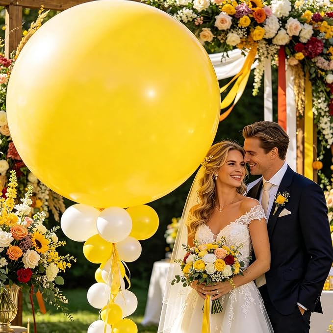 5Pcs Yellow Big Balloons 36 Inch, Round Large Latex Party Balloons - Image 6