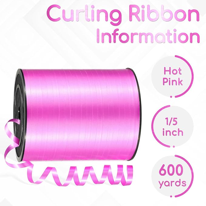 600 Yards Hot Pink Curling Ribbon - Image 2